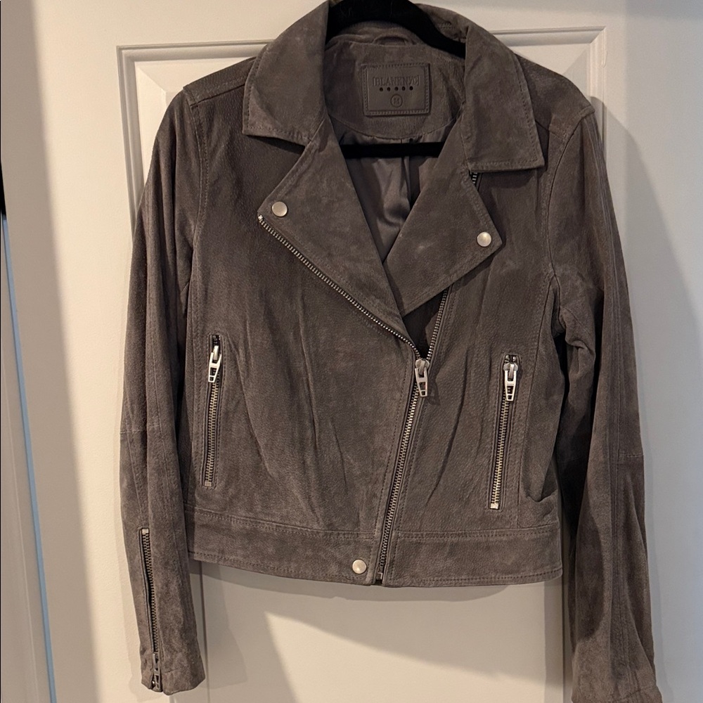 Blank NYC Charcoal 100% Suede Leather Jacket